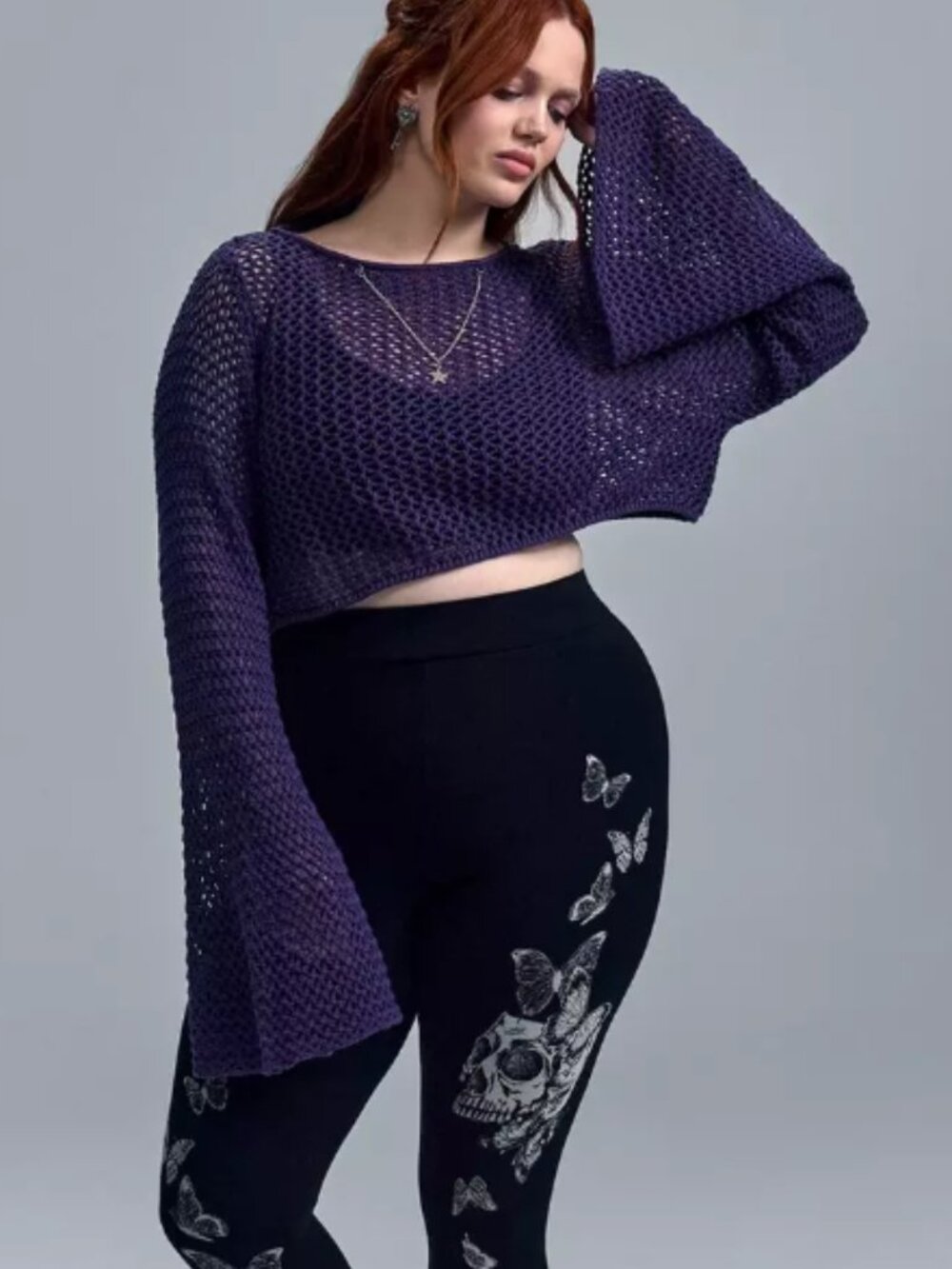 Torrid Nighfall Size 1X Purple Cropped Sweater